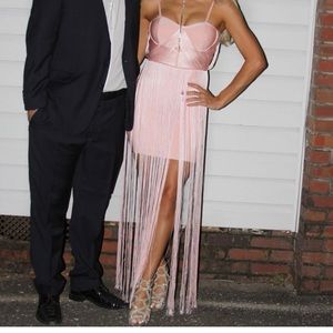 Pink fringe cocktail dress